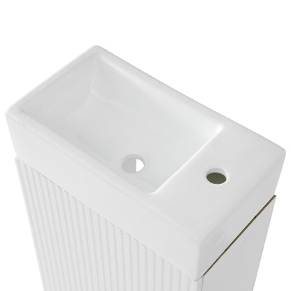 18.6" Bathroom Vanity with Sink, Bathroom Vanity Cabinet with Two-tier Shelf, Left or Right Orientation, White (Old Sku:WF308491AAK)