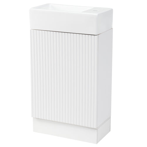 18.6" Bathroom Vanity with Sink, Bathroom Vanity Cabinet with Two-tier Shelf, Left or Right Orientation, White (Old Sku:WF308491AAK)