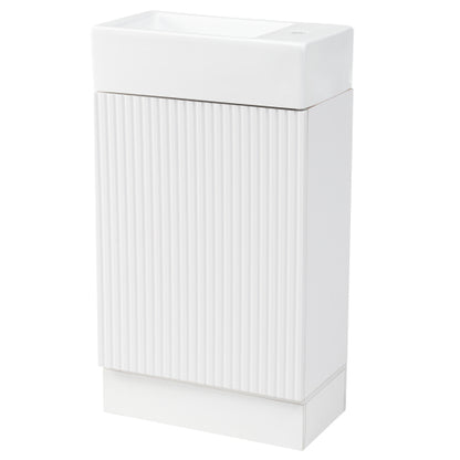 18.6" Bathroom Vanity with Sink, Bathroom Vanity Cabinet with Two-tier Shelf, Left or Right Orientation, White (Old Sku:WF308491AAK)