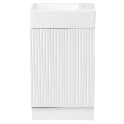 18.6" Bathroom Vanity with Sink, Bathroom Vanity Cabinet with Two-tier Shelf, Left or Right Orientation, White (Old Sku:WF308491AAK)