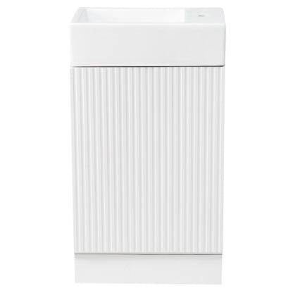 18.6" Bathroom Vanity with Sink, Bathroom Vanity Cabinet with Two-tier Shelf, Left or Right Orientation, White (Old Sku:WF308491AAK)