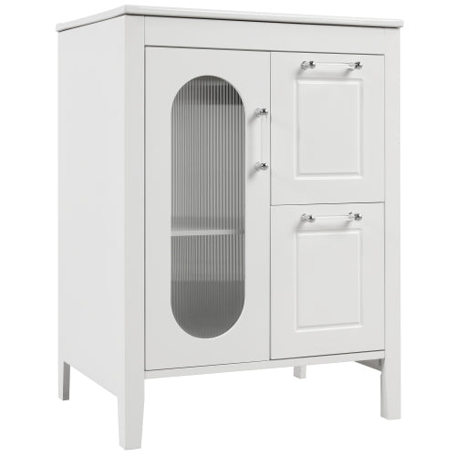 24" Bathroom Vanity with Sink, Bathroom Vanity Cabinet with Two Drawers and Door, Adjustable Shelf, Solid Wood and MDF, White (Old Sku:WF309411AAK)
