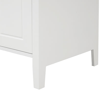 24" Bathroom Vanity with Sink, Bathroom Vanity Cabinet with Two Drawers and Door, Adjustable Shelf, Solid Wood and MDF, White (Old Sku:WF309411AAK)