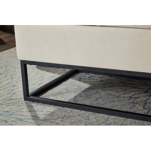 58.6inch  Bed Bench Metal Base with Storage Beige Velvet