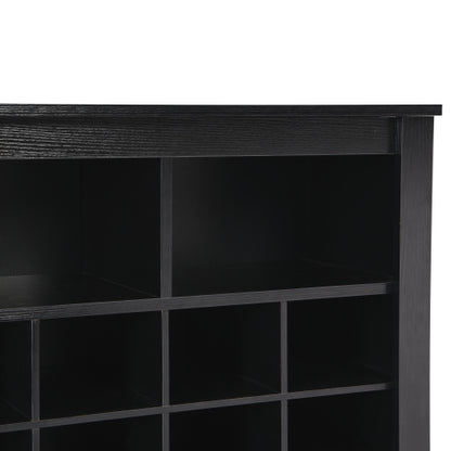 24 Cubby Shoe Storage Cabinet with Curved Base Black Organizer Console