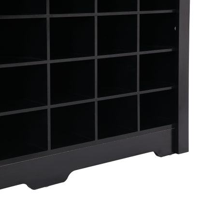 24 Cubby Shoe Storage Cabinet with Curved Base Black Organizer Console