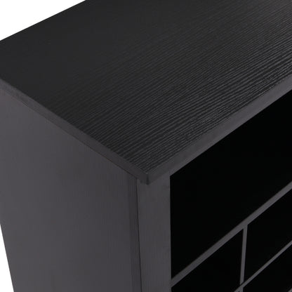 24 Cubby Shoe Storage Cabinet with Curved Base Black Organizer Console