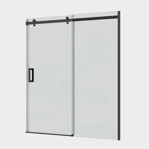 Glass shower door, sliding door, with 5/16" tempered glass and Matted Black finish 6074