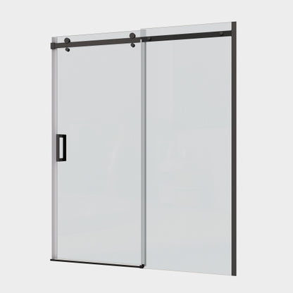 Glass shower door, sliding door, with 5/16" tempered glass and Matted Black finish 6074