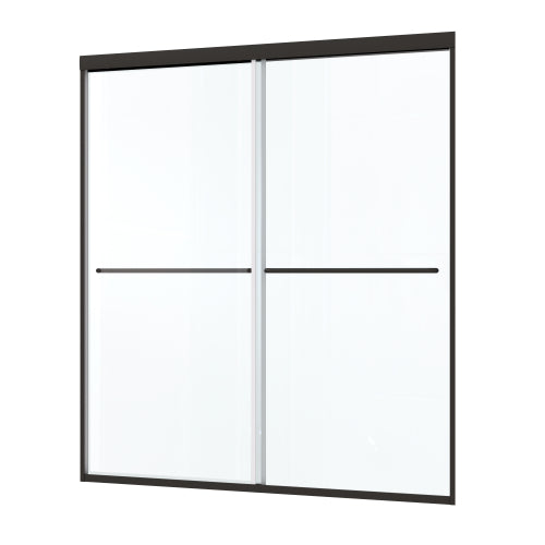 Bypass shower door, sliding door, with 1/4" tempered glass and Matted black finish 44-48"x70"