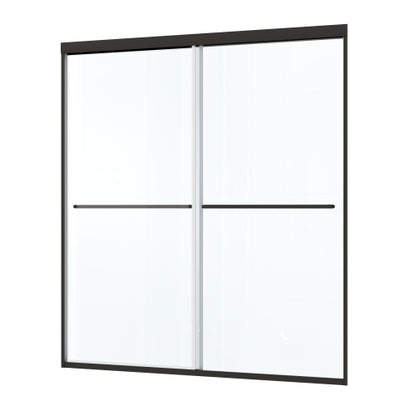 Bypass shower door, sliding door, with 1/4" tempered glass and Matted black finish 44-48"x70"
