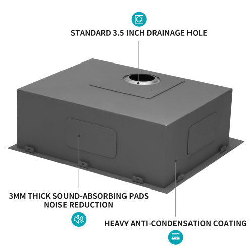 25 x 22 x 9 inch Kitchen Sink Drop In 16 Gauge Stainless Steel 25" Single Bowl Topmount Kitchen Sink Basin