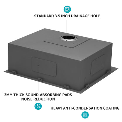 25 x 22 x 9 inch Kitchen Sink Drop In 16 Gauge Stainless Steel 25" Single Bowl Topmount Kitchen Sink Basin