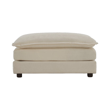 Light Coffee Pillow Top Linen Ottoman, Rectangular Upholstered Foot Stool for Living Room Bedroom Entryway