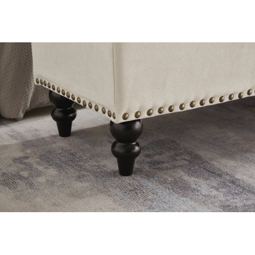 59inch  Bed Bench Ottoman with Storage  Beige Fabric