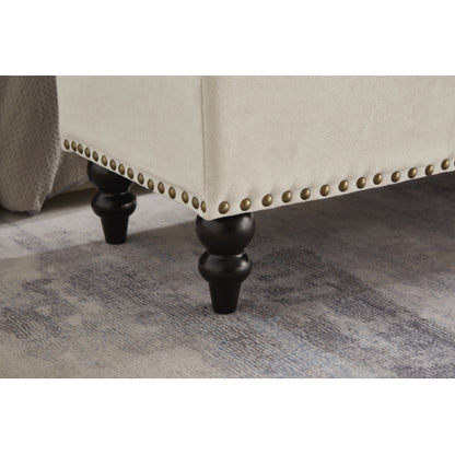 59inch  Bed Bench Ottoman with Storage  Beige Fabric