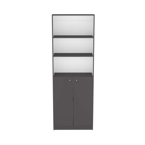 Modern 2 Door Bookcase with Shelves Matt Gray White