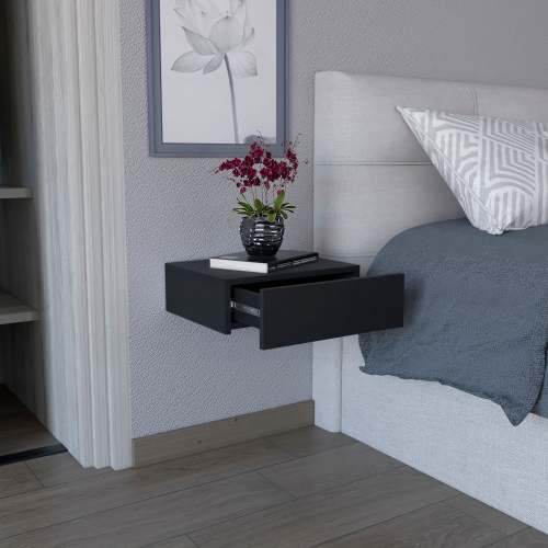 Large Wall-Mounted Floating Nightstand, Single Drawer Modern Space-Saving Side Table