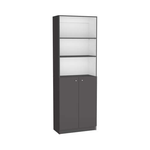 Modern 2 Door Bookcase with Shelves Matt Gray White