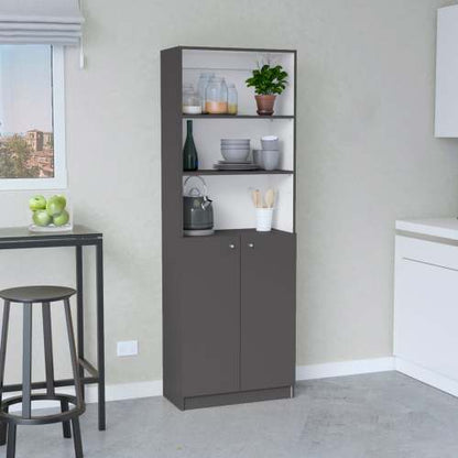 Modern 2 Door Bookcase with Shelves Matt Gray White