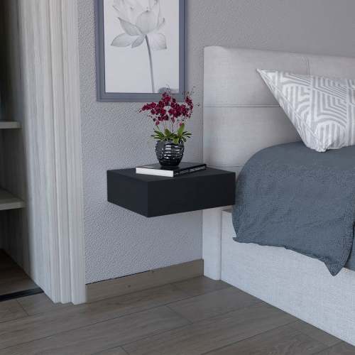 Large Wall-Mounted Floating Nightstand, Single Drawer Modern Space-Saving Side Table