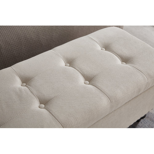 59inch  Bed Bench Ottoman with Storage  Beige Fabric