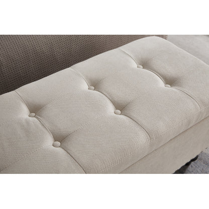 59inch  Bed Bench Ottoman with Storage  Beige Fabric