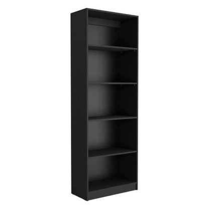 4-Shelf Home Bookcase with Multi-Tier Storage and Bottom Shelf Black