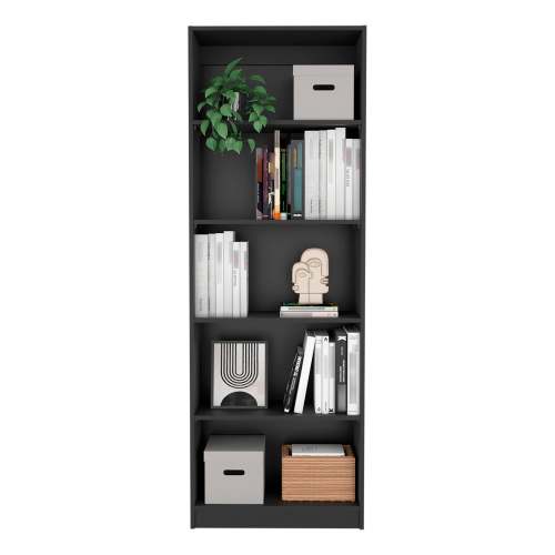 4-Shelf Home Bookcase with Multi-Tier Storage and Bottom Shelf Black