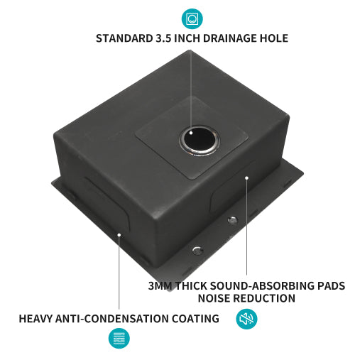 25 x 22 x 10 inch Drop in Kitchen Sink Gunmetal Black Topmount 16 Gauge Deep Single Bowl Stainless Steel Sink Basin