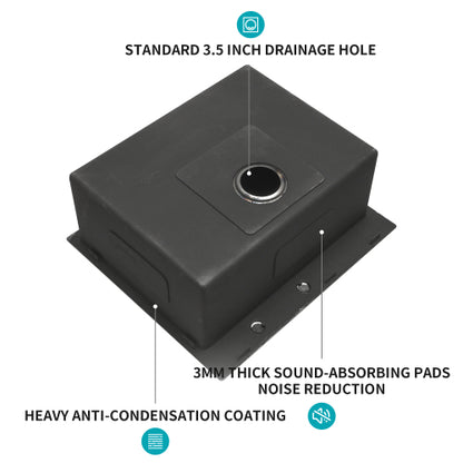 25 x 22 x 10 inch Drop in Kitchen Sink Gunmetal Black Topmount 16 Gauge Deep Single Bowl Stainless Steel Sink Basin