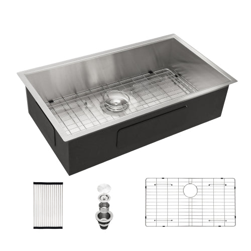 33 Inch Undermount Sink - 33"x19"x9" Undermount Stainless Steel Kitchen Sink 16 Gauge 9 Inch Deep Single Bowl Kitchen Sink Basin