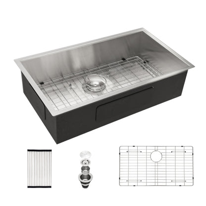 33 Inch Undermount Sink - 33"x19"x9" Undermount Stainless Steel Kitchen Sink 16 Gauge 9 Inch Deep Single Bowl Kitchen Sink Basin
