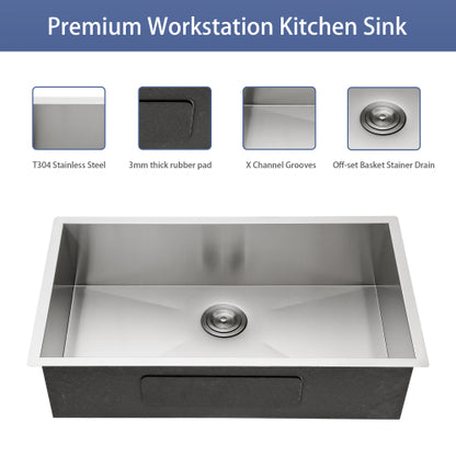 33 Inch Undermount Sink - 33"x19"x9" Undermount Stainless Steel Kitchen Sink 16 Gauge 9 Inch Deep Single Bowl Kitchen Sink Basin