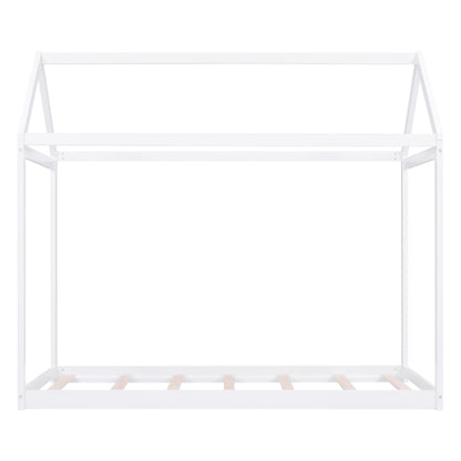 Twin Size Wooden House Bed, White