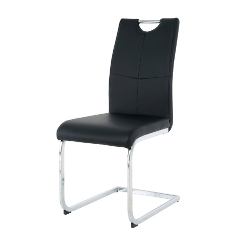 Set of 2 Modern PU Faux Leather Dining Chairs, Chrome Metal Leg Side Chairs for Kitchen Bedroom