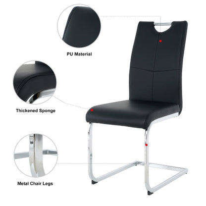 Set of 2 Modern PU Faux Leather Dining Chairs, Chrome Metal Leg Side Chairs for Kitchen Bedroom