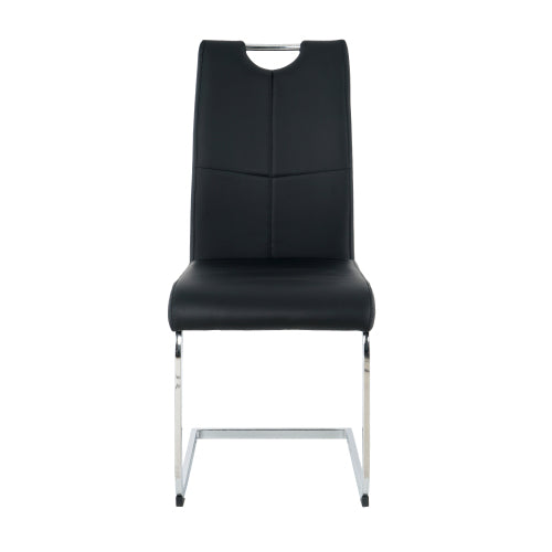 Set of 2 Modern PU Faux Leather Dining Chairs, Chrome Metal Leg Side Chairs for Kitchen Bedroom