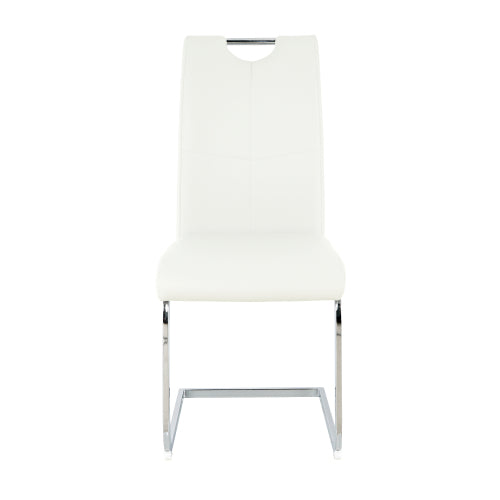 Set of 4 Modern PU Faux Leather Dining Side Chairs, Padded Seat with Chrome Metal Legs, Light Luxury Kitchen Chairs