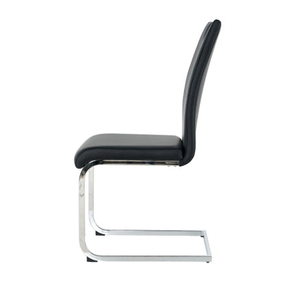 Set of 2 Modern PU Faux Leather Dining Chairs, Chrome Metal Leg Side Chairs for Kitchen Bedroom