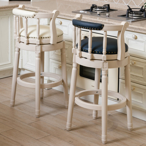 Bar Stools Seat Height 26inch  Leather Wooden Bar Stools(WHITE 1pc)