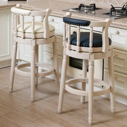 Bar Stools Seat Height 26inch  Leather Wooden Bar Stools(WHITE 1pc)