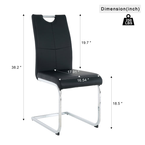 Set of 2 Modern PU Faux Leather Dining Chairs, Chrome Metal Leg Side Chairs for Kitchen Bedroom