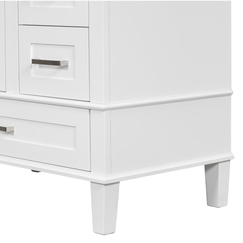 30" Bathroom Vanity , Modern Bathroom Cabinet with Sink Combo Set, Bathroom Storage Cabinet with a Soft Closing Door and 3 Drawers, Solid Wood Frame(White)