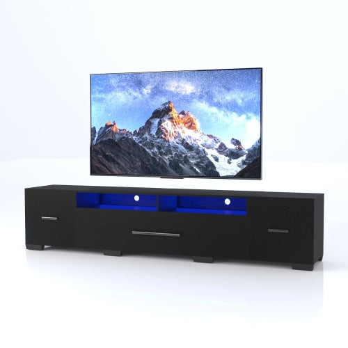 80 Inch Black APP & Remote Control RGB LED TV Stand with Power Outlet & 31 Light Modes