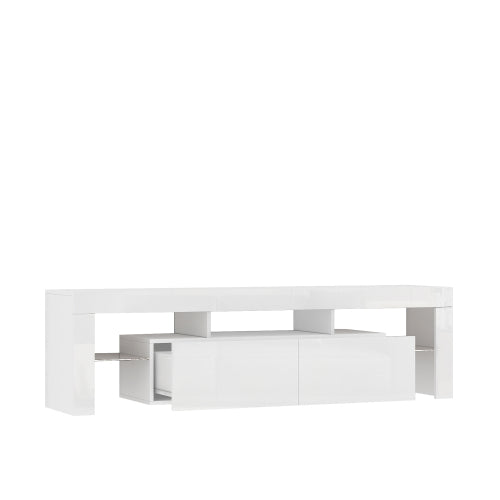 White High Gloss LED TV Console, Multi Storage Entertainment Center for TVs Up to 65 Inch
