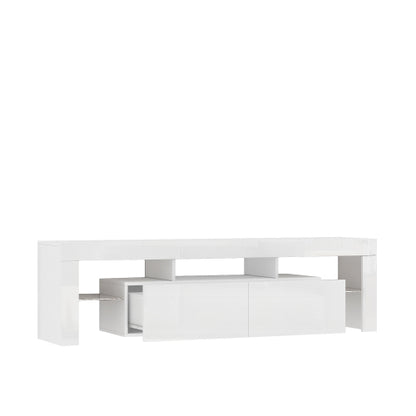 White High Gloss LED TV Console, Multi Storage Entertainment Center for TVs Up to 65 Inch