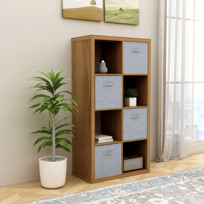 Walnut Color 8-Cube Open Back Storage Bookcase Vertical Horizontal Dual Use Rack