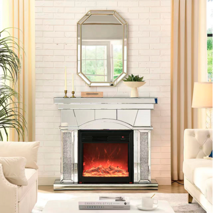 Dome door acrylic mirror fireplace cabinet, TV fireplace cabinet