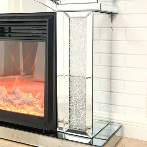 Dome door acrylic mirror fireplace cabinet, TV fireplace cabinet